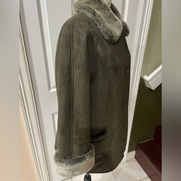 FEN-NELLI TRENCH COAT WINTER SZ 7/8 VINTAGE OLIVE GREEN PREPPY CHIC VERSATILE - Picture 14 of 16